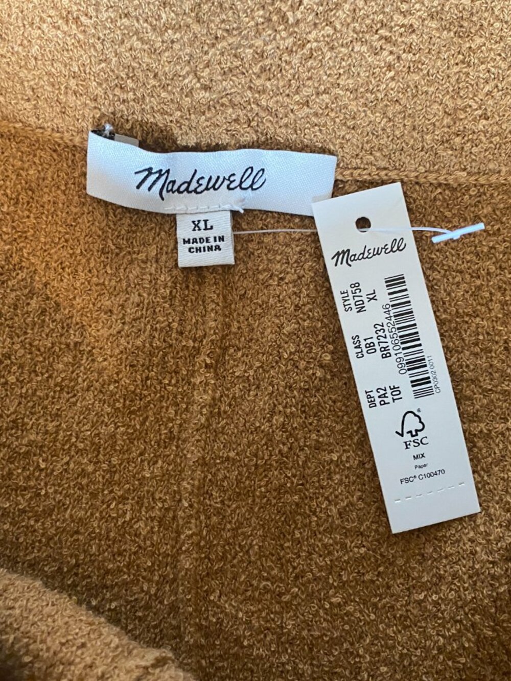 Madewell Holmden Sweater Shorts in Toffee Size XL NWT - Picture 7 of 8